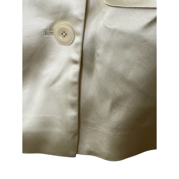 Helsa Heavy Satin Double Breasted Blazer Jacket Career Shoulder Pads Bone M - Picture 9 of 11